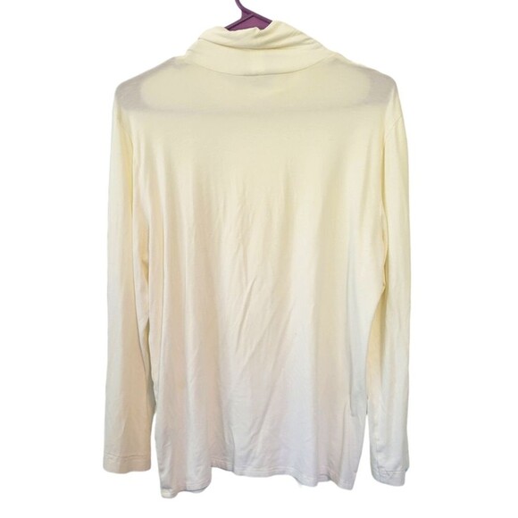 Eileen Fisher Cream Cowl Neck Jersey Knit Top Size Medium - Picture 2 of 5